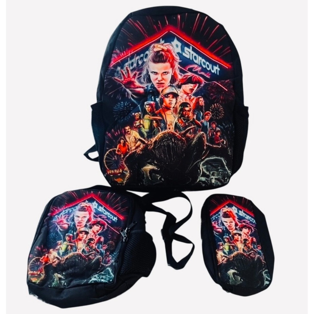 NEW Stranger Things Starcourt Mall 3pc Backpack Set Lunch Box Pencil‎ Case